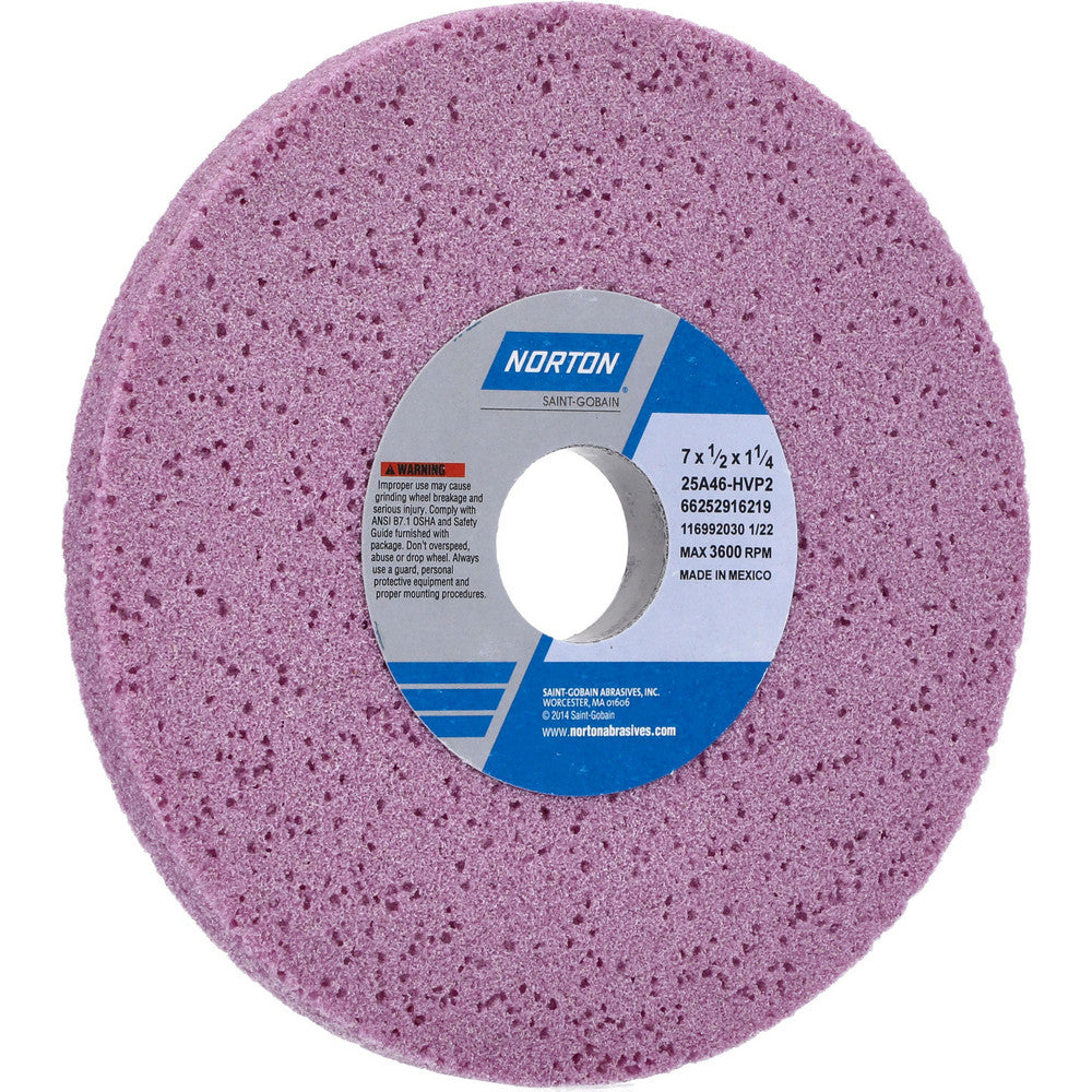 Norton 66252916219 Surface Grinding Wheel 7" Dia, 1/2" Thick, 1-1/4" Hole, 46 Grit, H Hardness