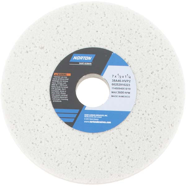 Norton 66252916223 Surface Grinding Wheel 7" Dia, 1/2" Thick, 1-1/4" Hole, 46 Grit, H Hardness