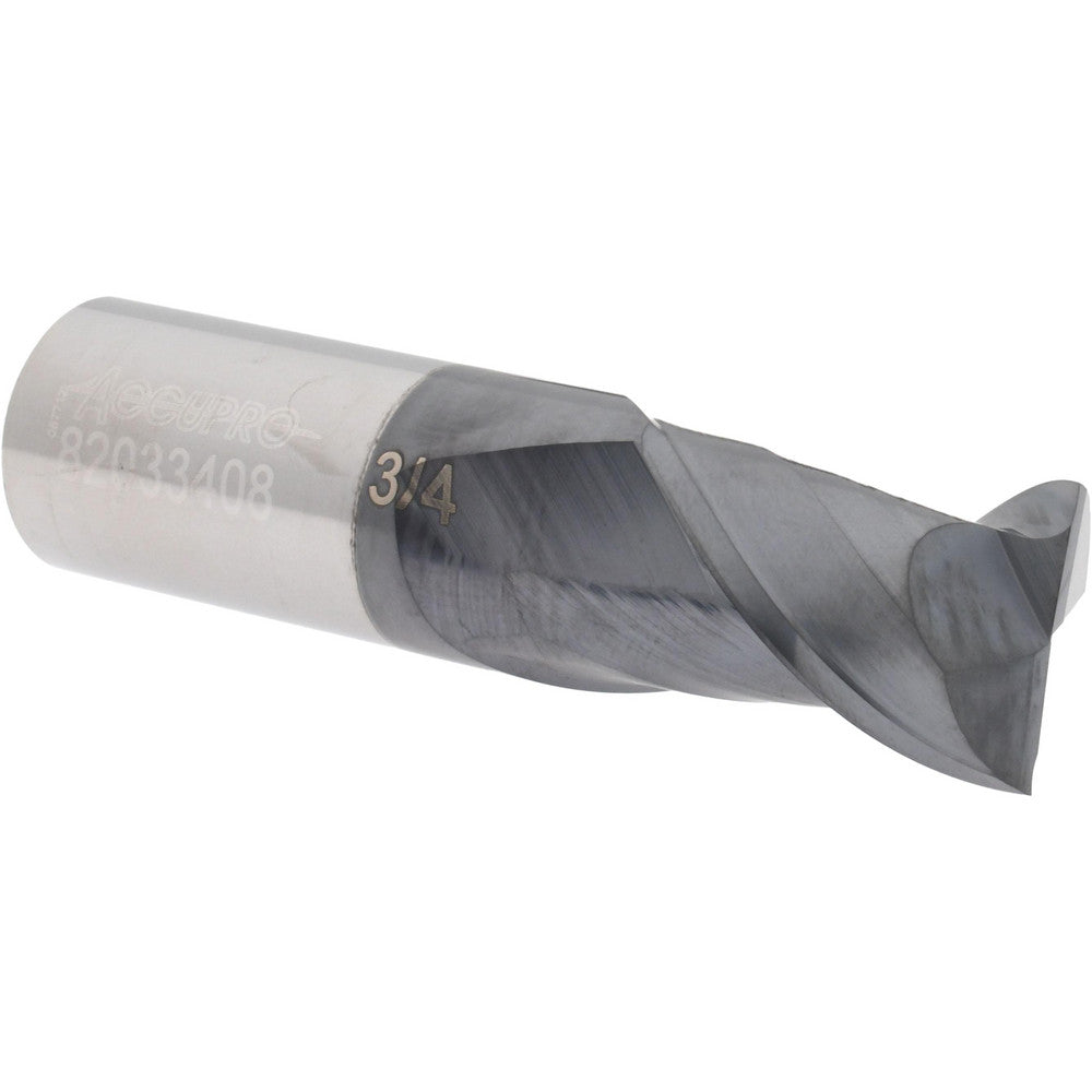 Accupro 82033408 Square End Mill 3/4'' Dia, 1'' LOC, 3/4'' Shank Dia, 3'' OAL, 2 Flutes, Solid Carbide