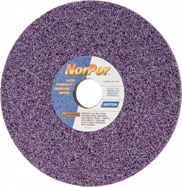 Norton 66253019345 Surface Grinding Wheel 8" Dia, 1/2" Thick, 1-1/4" Hole, 46 Grit, G Hardness