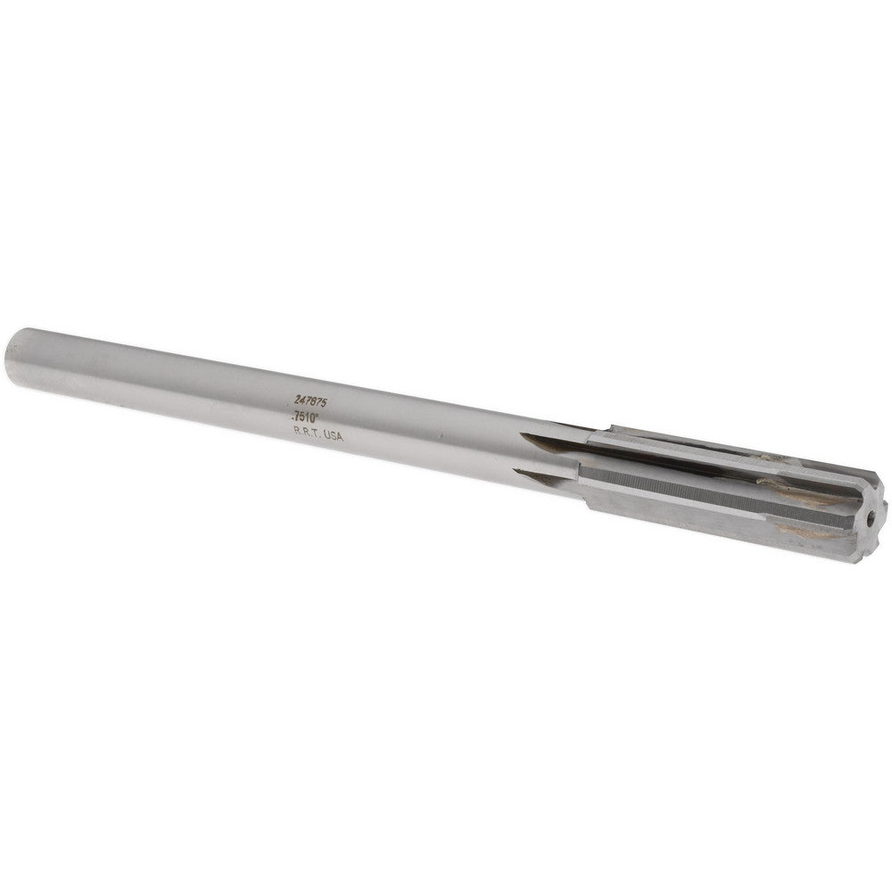 Rock River Tool Inc. 247875 Chucking Reamer 0.7510" Dia, 9-1/2" OAL, 2-1/2" Flute Length, Straight Flute, Straight-Cylindrical Shank, Carbide-Tipped