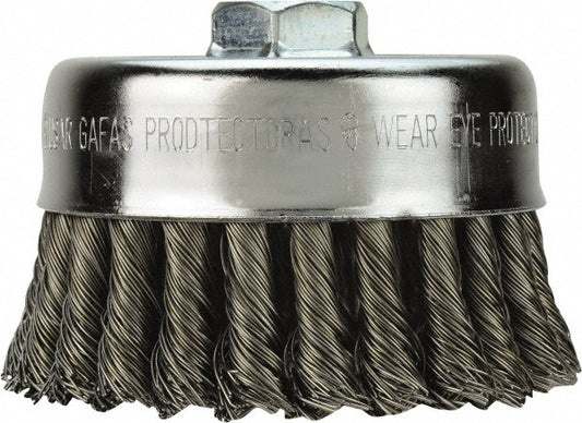 Milwaukee Tool 48-52-5050 Cup Brush 3" Dia, 0.023" Wire Dia, Stainless Steel, Knotted