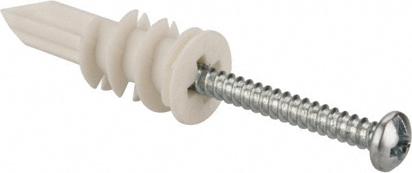 Toggler 30030 1/4" Diam x 1-1/4" OAL, #6 to #8 Screw, Thermoplastic Alloy Self Drilling Drywall & Hollow Wall Anchor