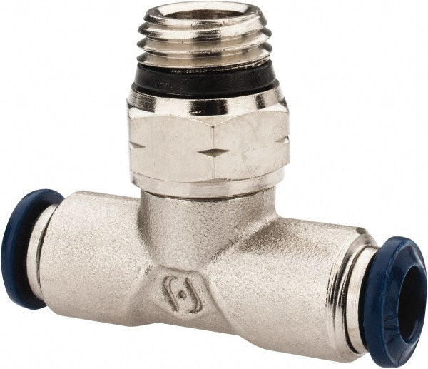 Aignep USA 87210-04-04 Push-to-Connect Tube x Universal Thread Fitting Swivel Branch Tee, Universal, 1/4" OD