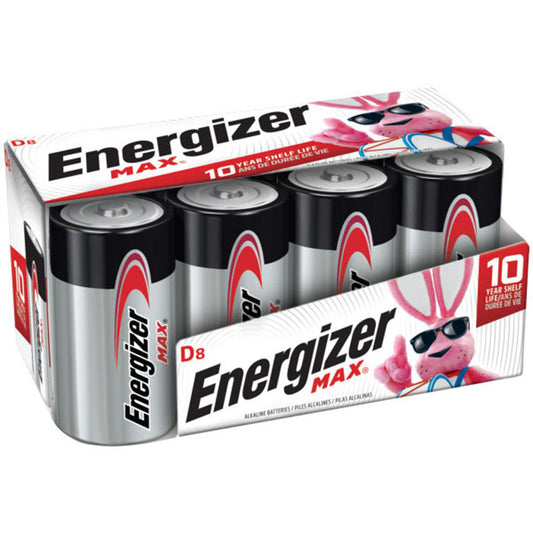 Energizer E95FP-8 8 Qty 1 Pack Size D, Alkaline, 8 Pack, Standard Battery