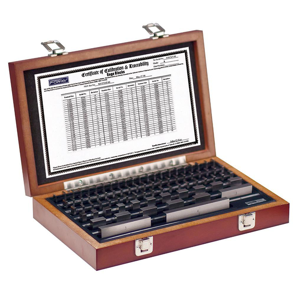 Fowler 53-672-081-0 Gage Block Set 0.05 to 4'' Range, 81 Pc, Economy Grade, Steel