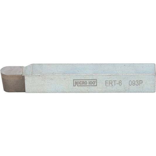 Micro 100 FRT-6 Radius-Cutting Tool Bits Tool Bit Style FRT  Cut Type Convex  Radius (Inch) 3/16  Shank Square Size (Inch) 1/2  Tip Material Brazed Solid Carbide  Cutting Direction Right Hand