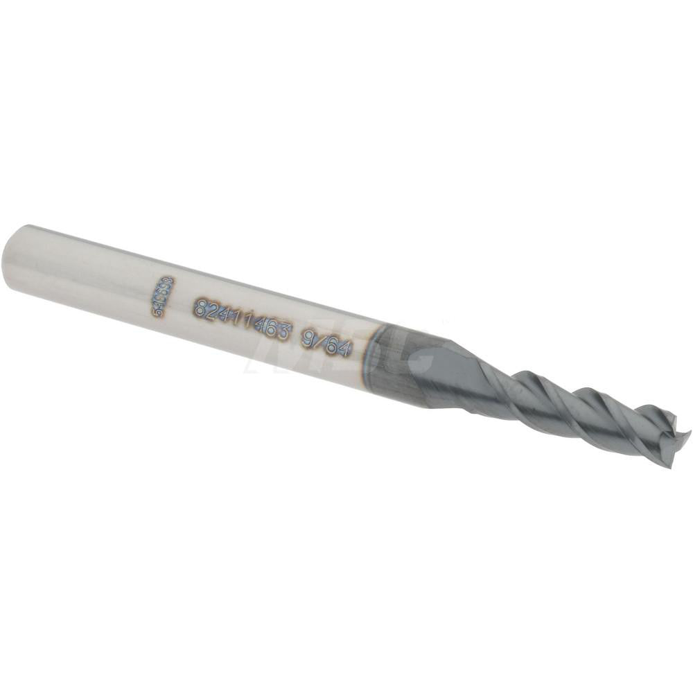 Accupro 82411463 Square End Mill 9/64'' Dia, 1/2'' LOC, 3/16'' Shank Dia, 2'' OAL, 3 Flutes, Solid Carbide