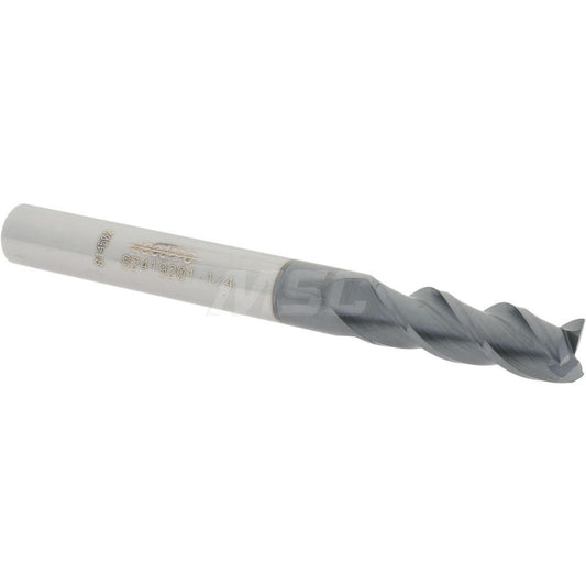 Accupro 82419201 Square End Mill 1/4'' Dia, 3/4'' LOC, 1/4'' Shank Dia, 2-1/2'' OAL, 3 Flutes, Solid Carbide