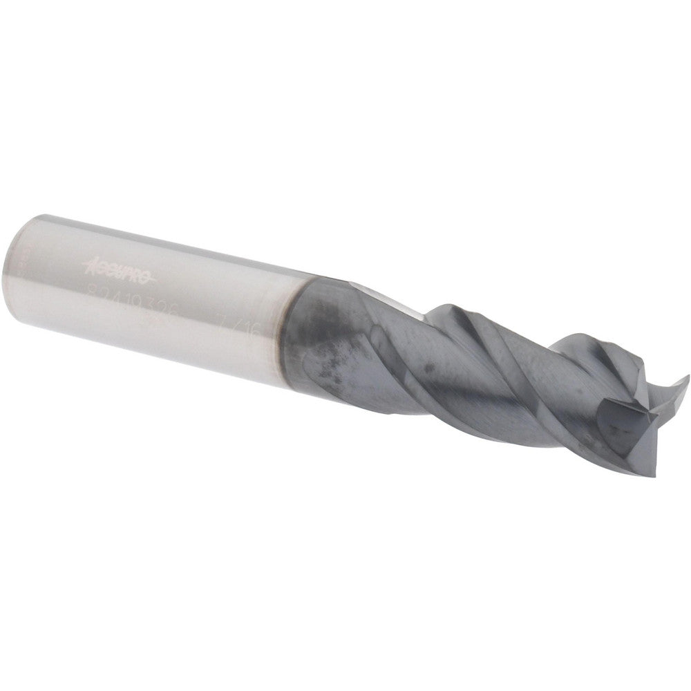 Accupro 82419326 Square End Mill 7/16'' Dia, 1'' LOC, 7/16'' Shank Dia, 2-3/4'' OAL, 3 Flutes, Solid Carbide