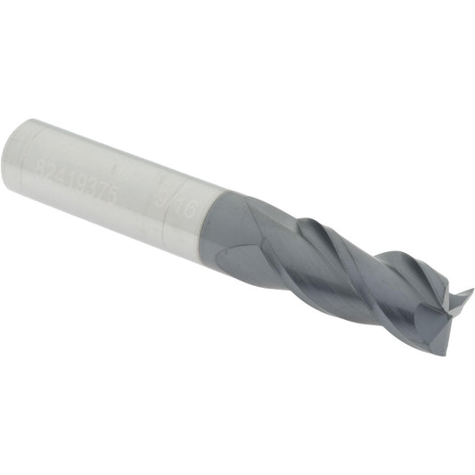 Accupro 82419375 Square End Mill 9/16'' Dia, 1-1/4'' LOC, 9/16'' Shank Dia, 3-1/2'' OAL, 3 Flutes, Solid Carbide