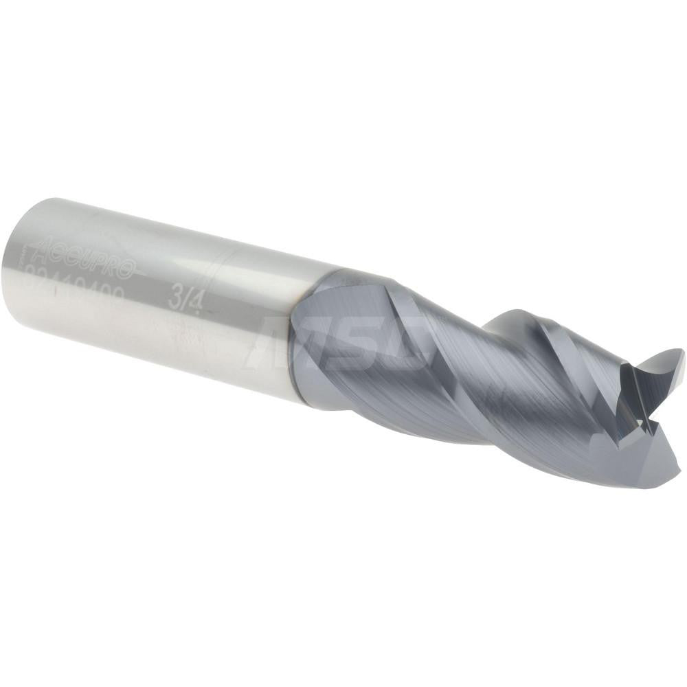 Accupro 82419409 Square End Mill 3/4'' Dia, 1-1/2'' LOC, 3/4'' Shank Dia, 4'' OAL, 3 Flutes, Solid Carbide