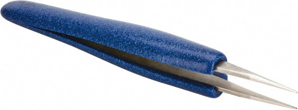 Aven 18032ER Ergonomic Cushion Grip Tweezer OO-SA, Anti-Magnetic Stainless Steel, Straight Tip, 4-3/4" OAL