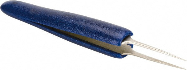 Aven 18062ER Ergonomic Cushion Grip Tweezer 5-SA, Anti-Magnetic Stainless Steel, Straight Tip, 4-1/4" OAL