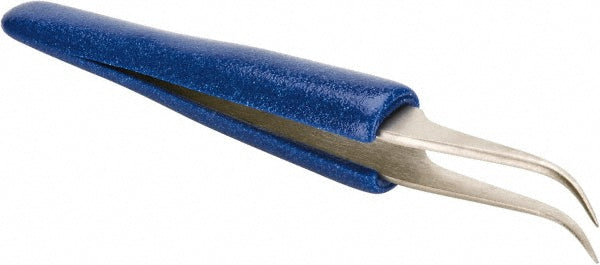 Aven 18072ER Ergonomic Cushion Grip Tweezer 7-SA, Anti-Magnetic Stainless Steel, Curved Tip, 4-1/2" OAL