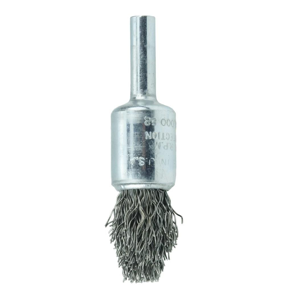 Weiler 10303 End Brushes 1/2" Dia, Steel, Crimped Wire