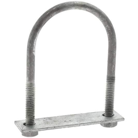 Gibraltar GIB53635 Round U-Bolt With Mount Plate, 1/4-20 UNC, 1-3/8" Thread Length, for 1-1/2" Pipe, Steel