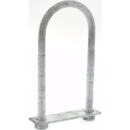 Gibraltar GIB53662 Round U-Bolt With Mount Plate, 5/16-18 UNC, 3" Thread Length, for 1-1/2" Pipe, Steel