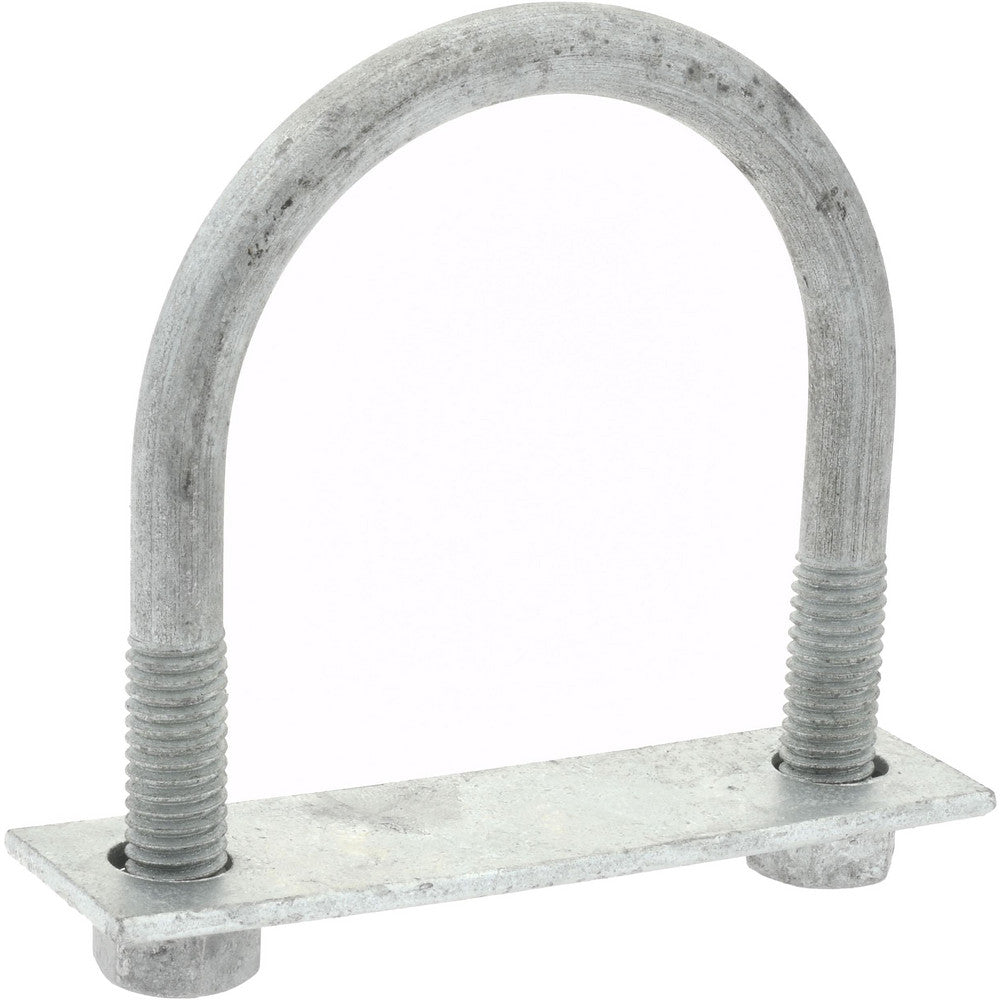 Gibraltar GIB53689 Round U-Bolt With Mount Plate, 3/8-16 UNC, 1-1/4" Thread Length, for 2" Pipe, Steel