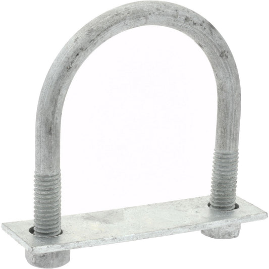 Gibraltar GIB53689 Round U-Bolt With Mount Plate, 3/8-16 UNC, 1-1/4" Thread Length, for 2" Pipe, Steel