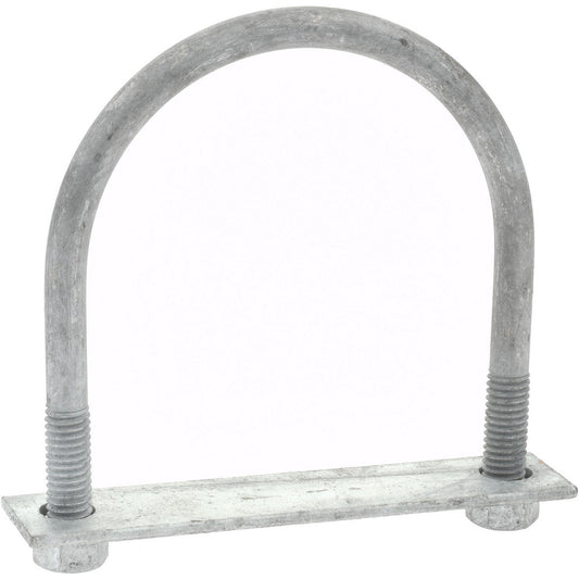 Gibraltar GIB53698 Round U-Bolt With Mount Plate, 3/8-16 UNC, 1-1/4" Thread Length, for 3" Pipe, Steel