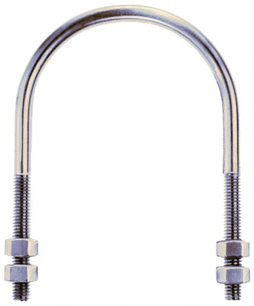 Gibraltar GIB51710 Round U-Bolt Without Mount Plate, 3/8-16 UNC, 2-3/8" Thread Length, for 3/4" Pipe, Stainless Steel