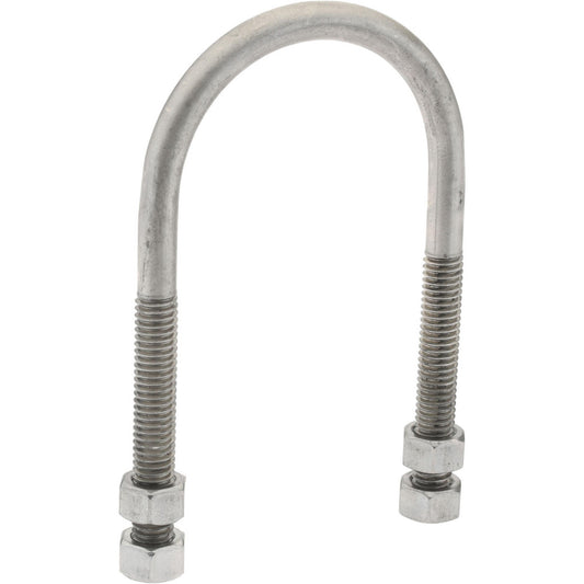 Gibraltar GIB51730 Round U-Bolt Without Mount Plate, 3/8-16 UNC, 2-1/2" Thread Length, for 2" Pipe, Stainless Steel
