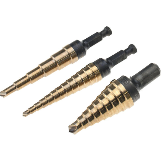 Irwin 10502CB Drill Bit Set Step Drill Bits, 3 Pc, 0.125" to 0.75" Drill Bit Size, Cobalt