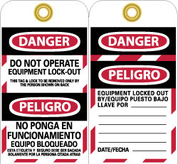 AccuformNMC SPLOTAG11 Lockout Tag Rectangle, 3" High, Unrippable Vinyl, "Danger"