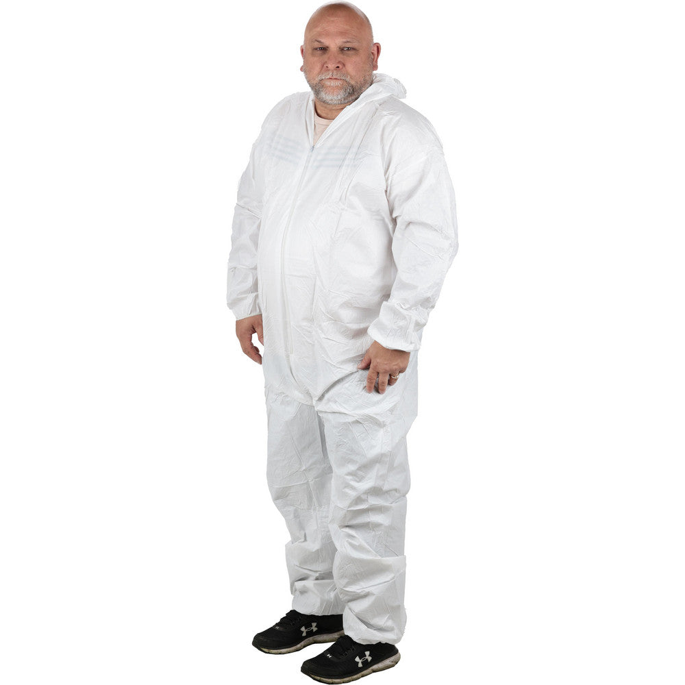 PRO-SAFE KM-CVL-KG-HE-2XL Non-Disposable Rain & Chemical-Resistant Coveralls Size 2X-Large, White, Film Laminate