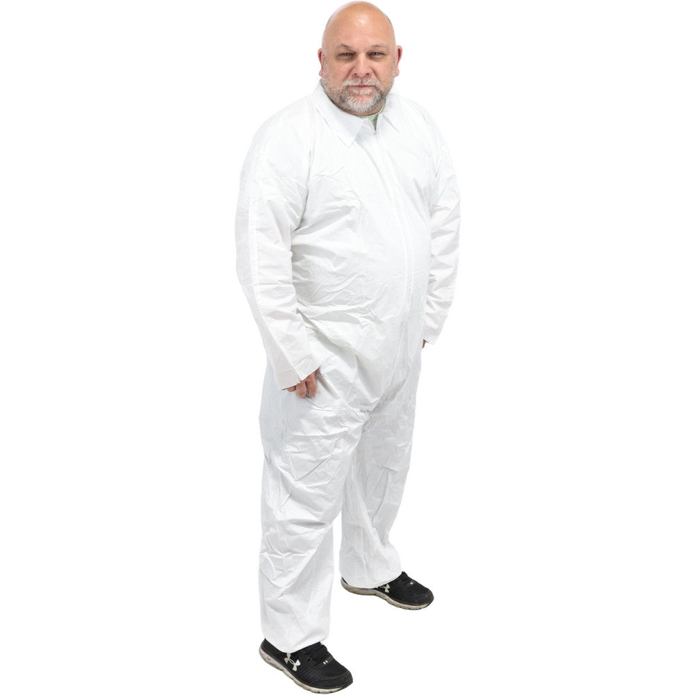 PRO-SAFE KM-CVL-KG-3XL Non-Disposable Rain & Chemical-Resistant Coveralls Size 3X-Large, White, Film Laminate