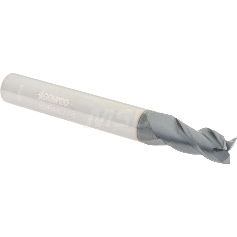 Accupro 82840778 Square End Mill 7/32'' Dia, 3/8'' LOC, 1/4'' Shank Dia, 2'' OAL, 3 Flutes, Solid Carbide