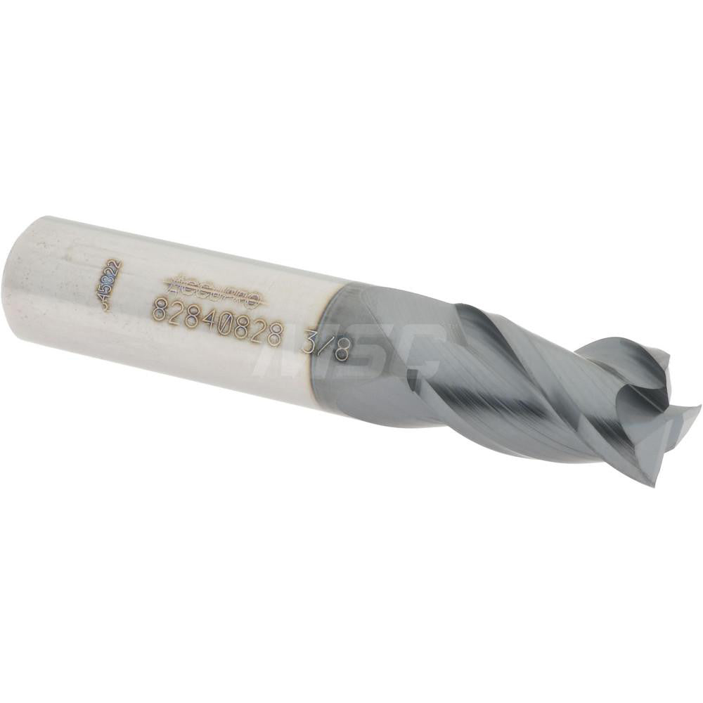 Accupro 82840828 Square End Mill 3/8'' Dia, 5/8'' LOC, 3/8'' Shank Dia, 2'' OAL, 3 Flutes, Solid Carbide