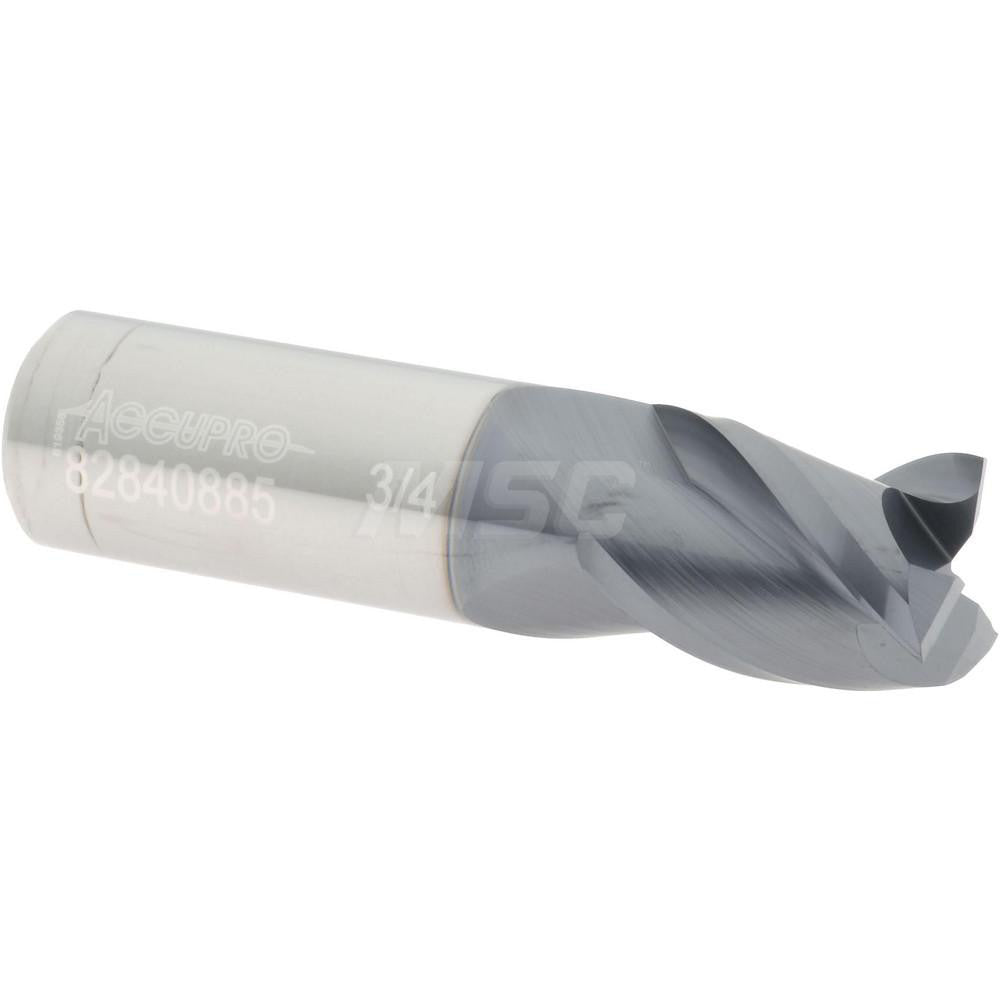 Accupro 82840885 Square End Mill 3/4'' Dia, 1'' LOC, 3/4'' Shank Dia, 3'' OAL, 3 Flutes, Solid Carbide