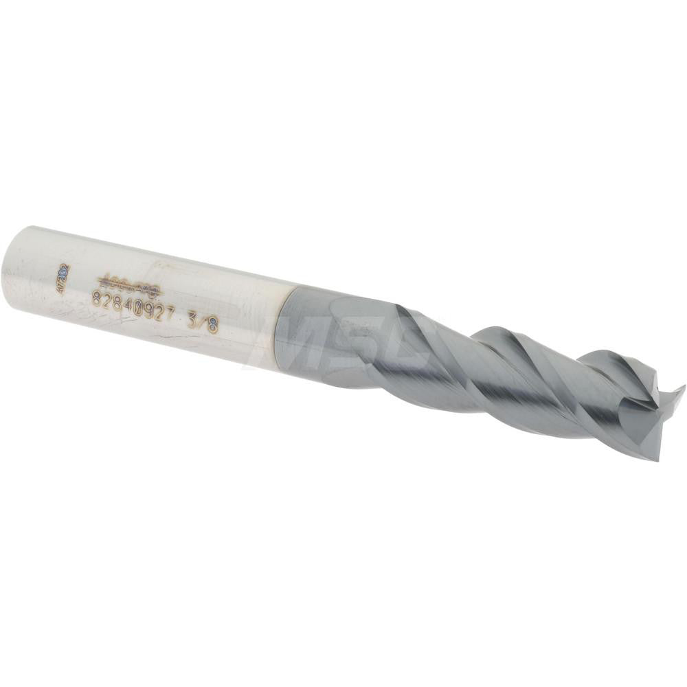 Accupro 82840927 Square End Mill 3/8'' Dia, 1-1/8'' LOC, 3/8'' Shank Dia, 3'' OAL, 3 Flutes, Solid Carbide