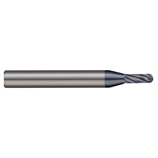 Harvey Tool 763508-C6 Ball End Mill 1/8" Dia, 3/8" LOC, 6 Flute, Solid Carbide