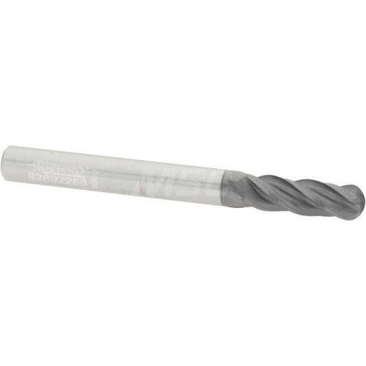 Accupro 95168325 Ball End Mill 1/4" Dia, 3/4" LOC, 4 Flute, Solid Carbide