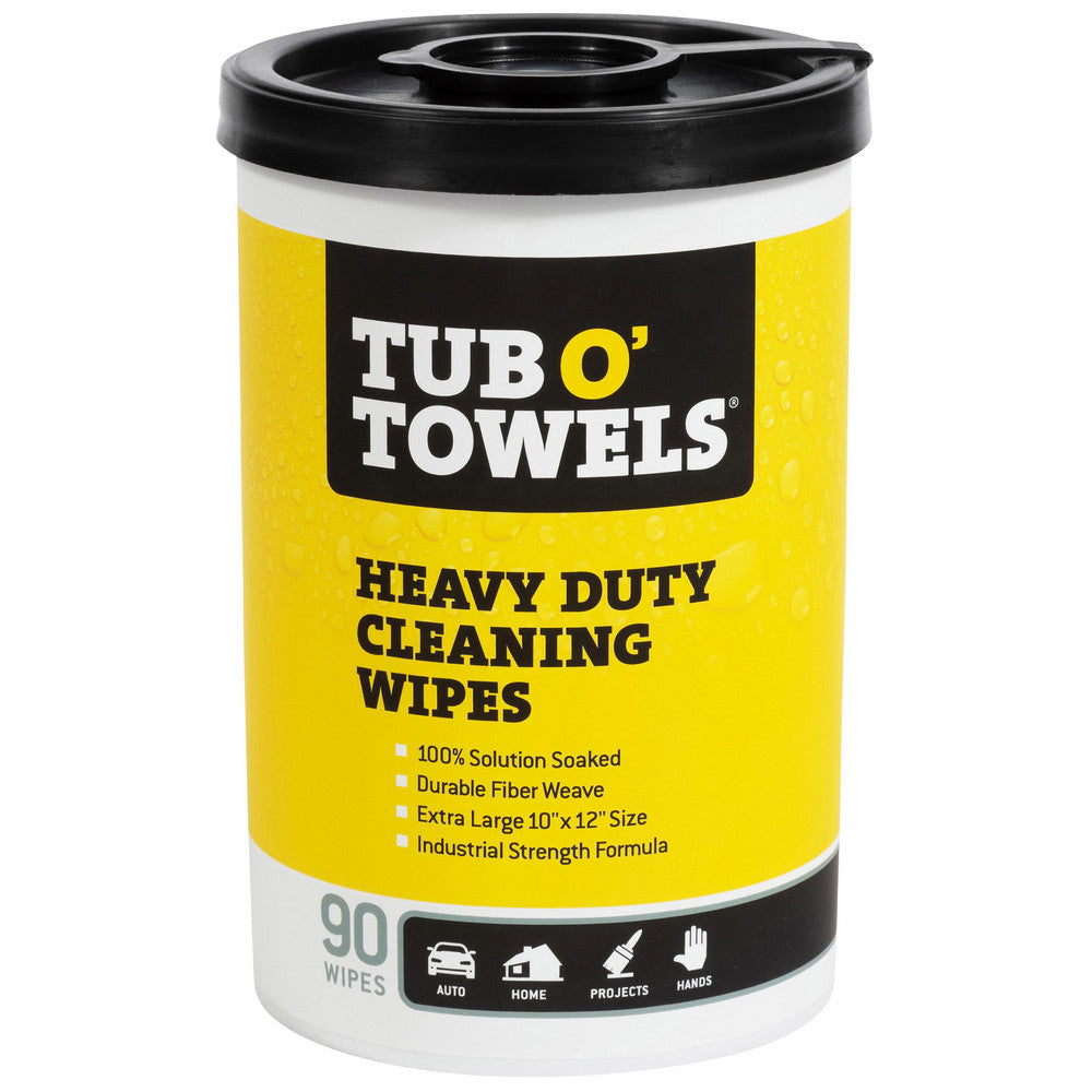 Tub O' Towels TW90 Heavy-Duty Cleaning Wipes, Pre-Saturated, Center-Pull Canister, 10" x 12", White