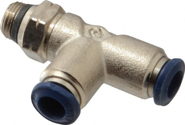 Aignep USA 87222-04-02 Push-to-Connect Tube x Universal Thread Fitting Swivel Run Tee, Universal, 1/4" OD