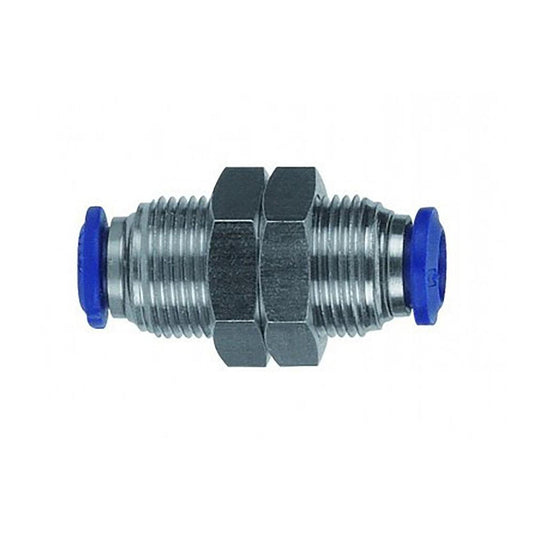 Aignep USA 88050-04 Push-to-Connect Tube x Tube Fitting Bulkhead Union, M14x1 Thread, 1/4" OD