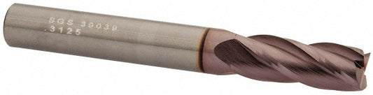 Kyocera SGS Precision Tools 39039 Square End Mill 5/16" Dia, 13/16" LOC, 4 Flute, Solid Carbide