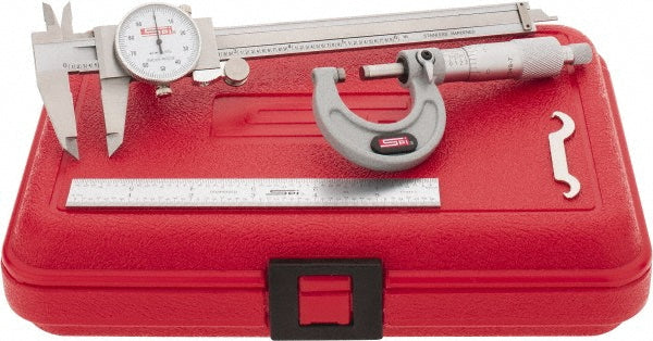SPI 13-096-3 Machinist Caliper, Micrometer & Ruler Kit 3 pc, 0 to 6" Caliper, 0 to 1" Micrometer