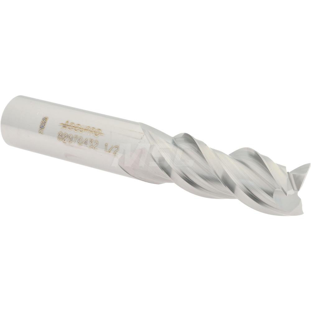 Accupro 82976432 Square End Mill 1/2'' Dia, 1-1/4'' LOC, 1/2'' Shank Dia, 3'' OAL, 3 Flutes, Solid Carbide