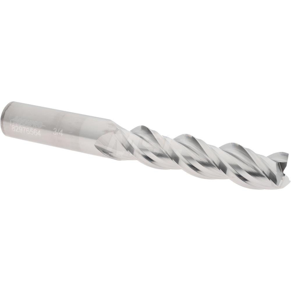 Accupro 82976564 Square End Mill 3/4'' Dia, 3-1/4'' LOC, 3/4'' Shank Dia, 6'' OAL, 3 Flutes, Solid Carbide