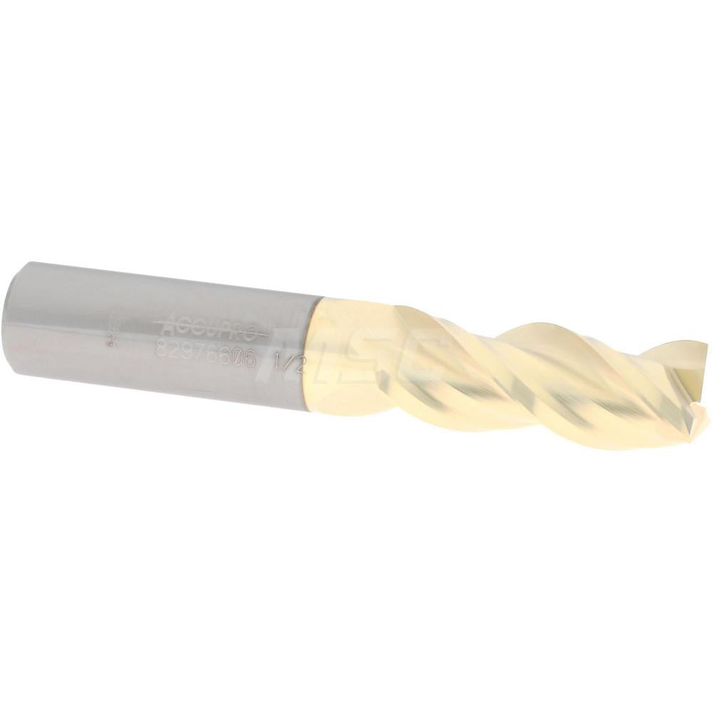 Accupro 82976606 Square End Mill 1/2'' Dia, 1-1/4'' LOC, 1/2'' Shank Dia, 3'' OAL, 3 Flutes, Solid Carbide