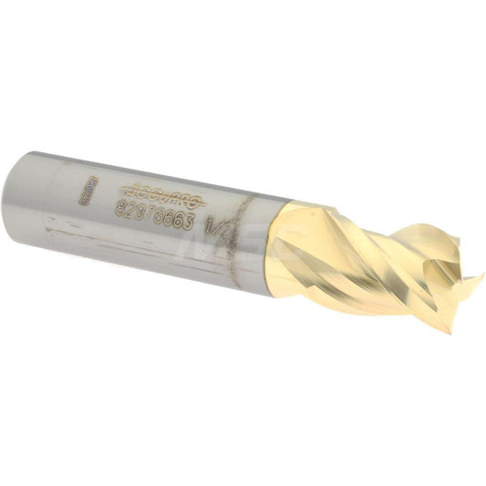 Accupro 82976663 Square End Mill 1/2'' Dia, 5/8'' LOC, 1/2'' Shank Dia, 2-1/2'' OAL, 3 Flutes, Solid Carbide