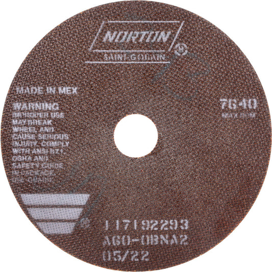 Norton 66253042980 Cutoff Wheel 8" Dia, 0.035" Thick, 1-1/4" Hole, Aluminum Oxide