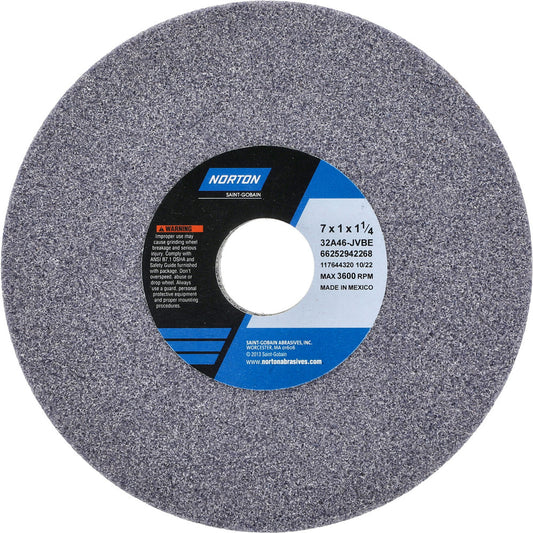 Norton 66252942268 Surface Grinding Wheel 7" Dia, 1" Thick, 1-1/4" Hole, 46 Grit, J Hardness