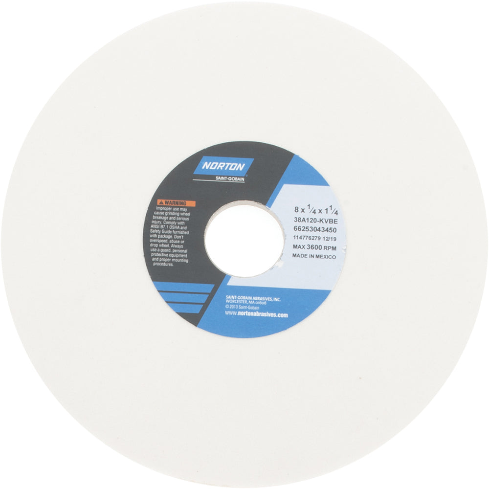 Norton 66253043450 Surface Grinding Wheel 8" Dia, 1/4" Thick, 1-1/4" Hole, 120 Grit, K Hardness