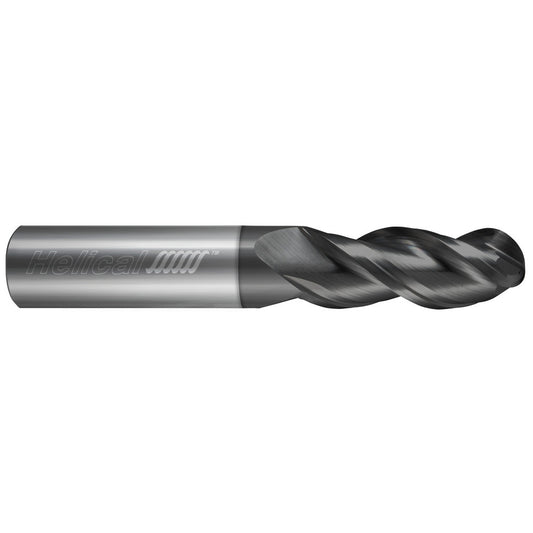 Helical Solutions 87825 Ball End Mill 1/4" Dia, 1-1/4" LOC, 3 Flute, Solid Carbide